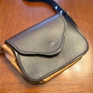 Brown and Tan Leather Crossbody Bag